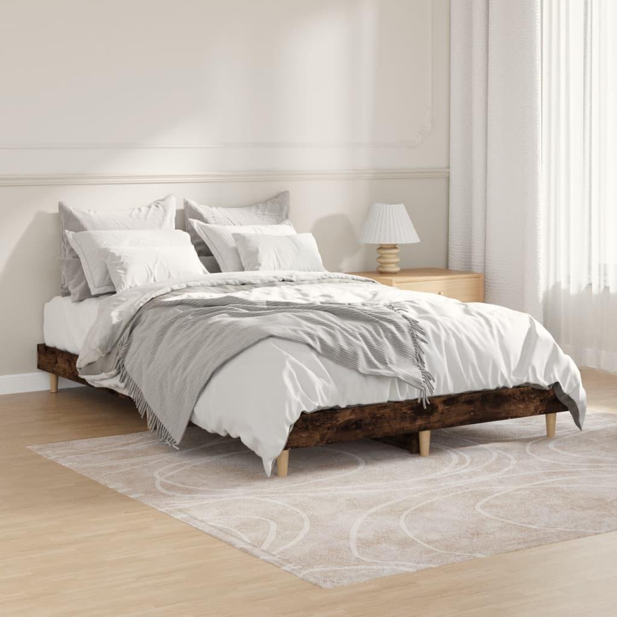 VIDAXL Cadre de lit sans matelas chene fume 120x190 cm bois ingenierie