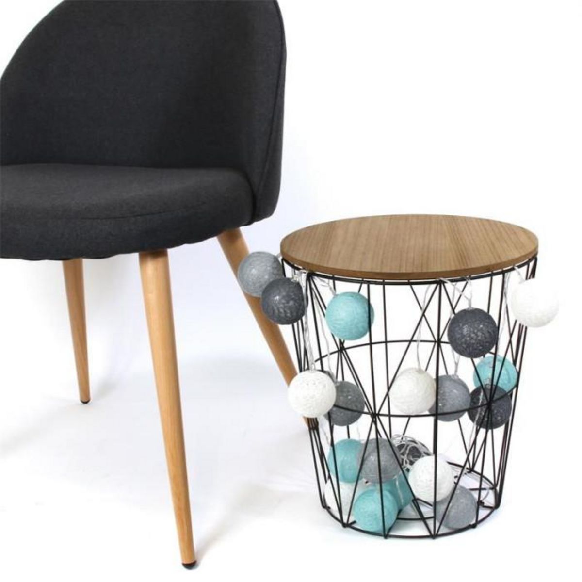 Paris Prix Guirlande Lumineuse à Led  20 Boules  315cm Bleu & Gris