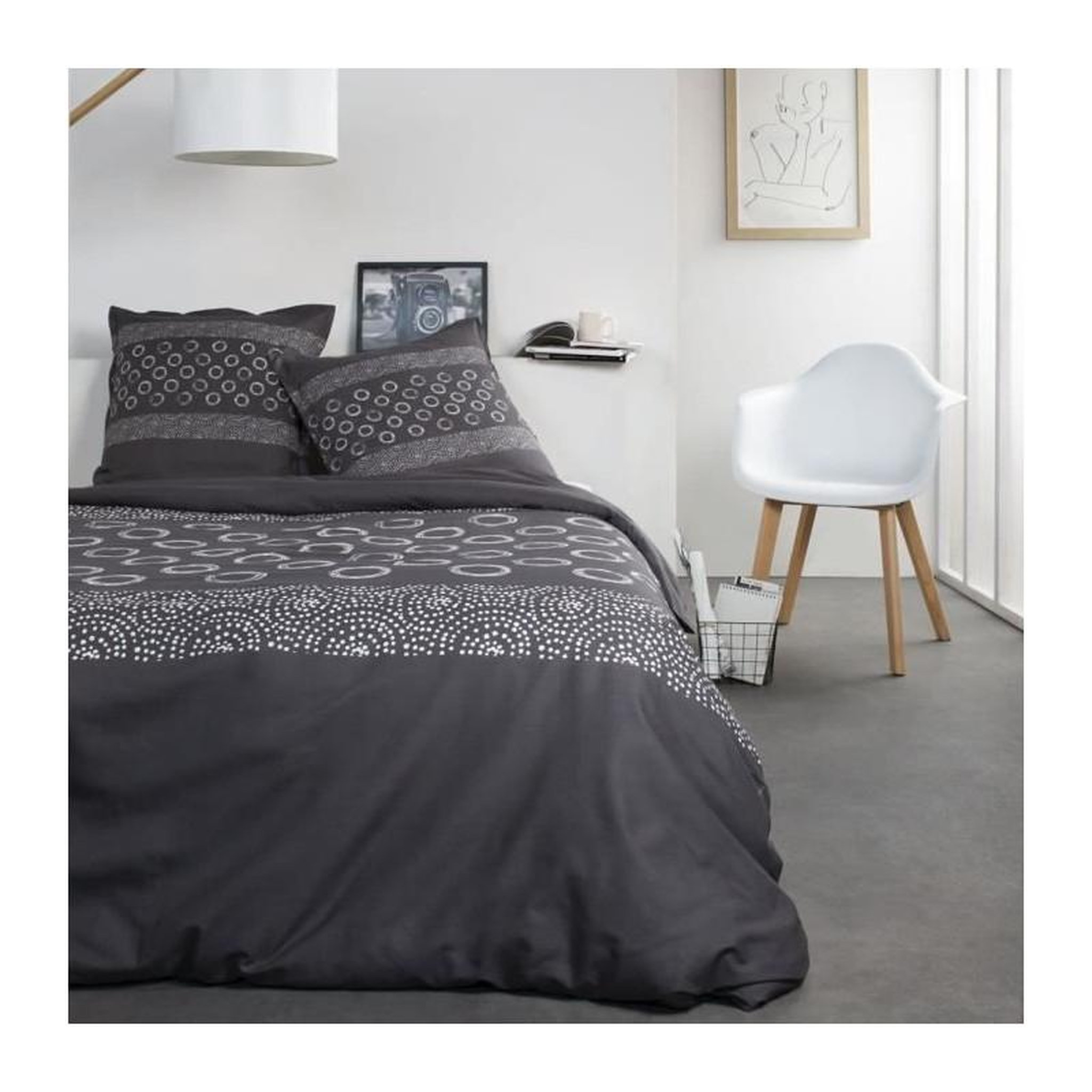 Voir la diapositive 1 : Today TODAY Parure de lit Coton 2 personnes - 240x260 cm - Imprime Gris Gael