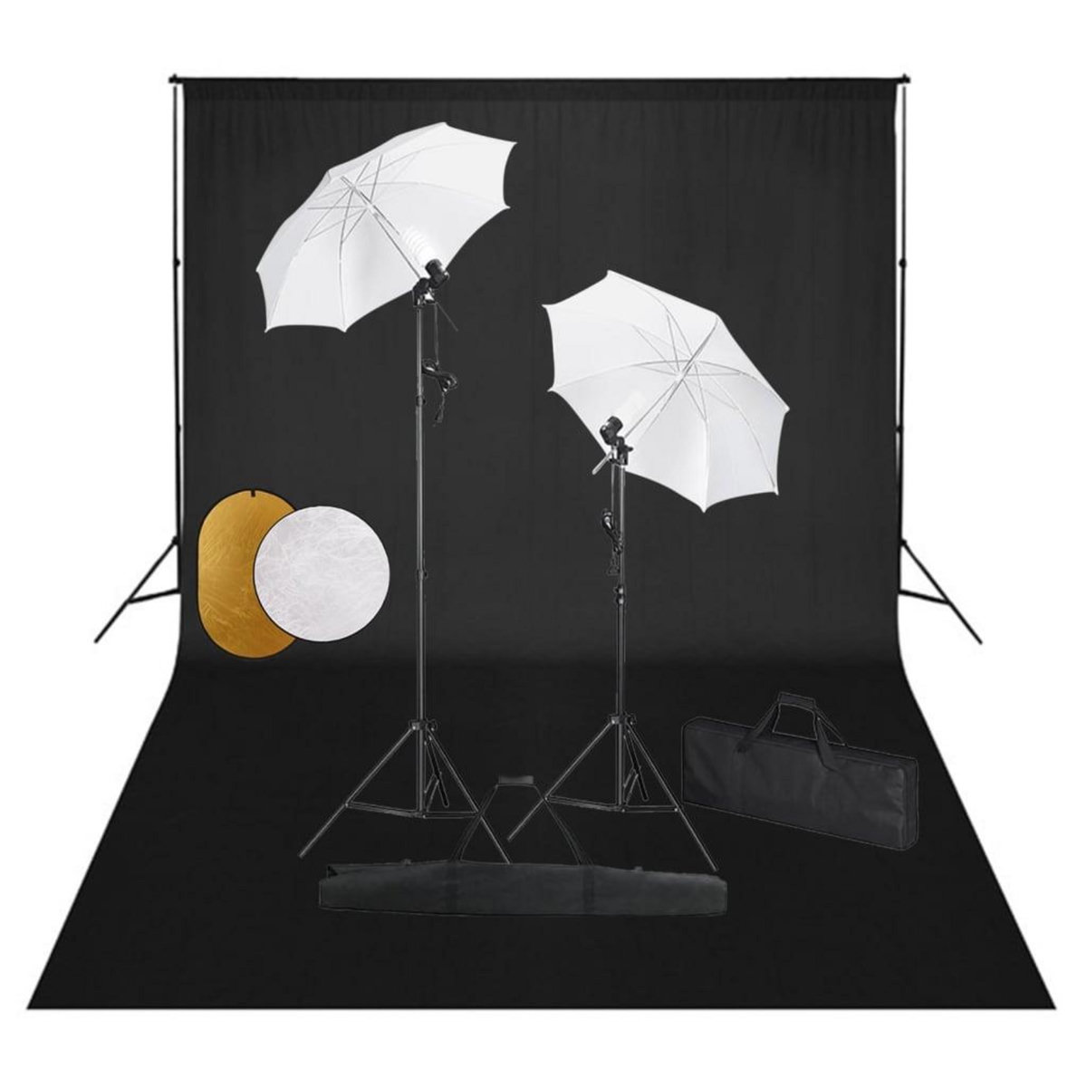 VIDAXL Kit de studio photo avec lampes toile de fond et reflecteur