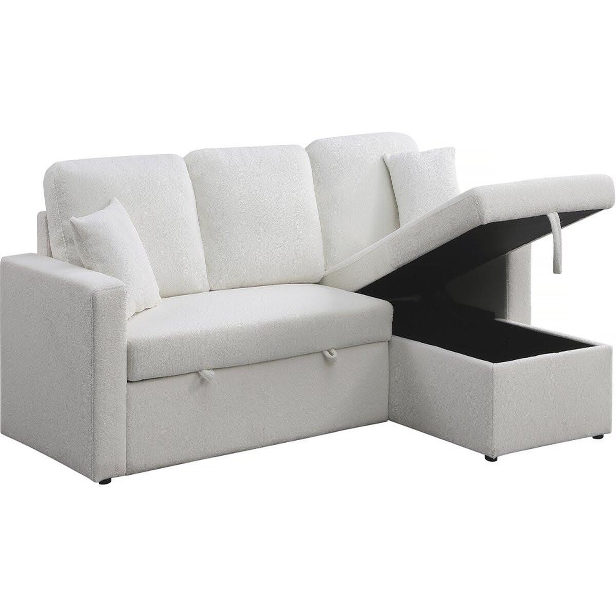 Habitat et Jardin Canapé d'angle convertible/reversible avec coffre  Alain  - 3 places - Bouclettes -  Blanc