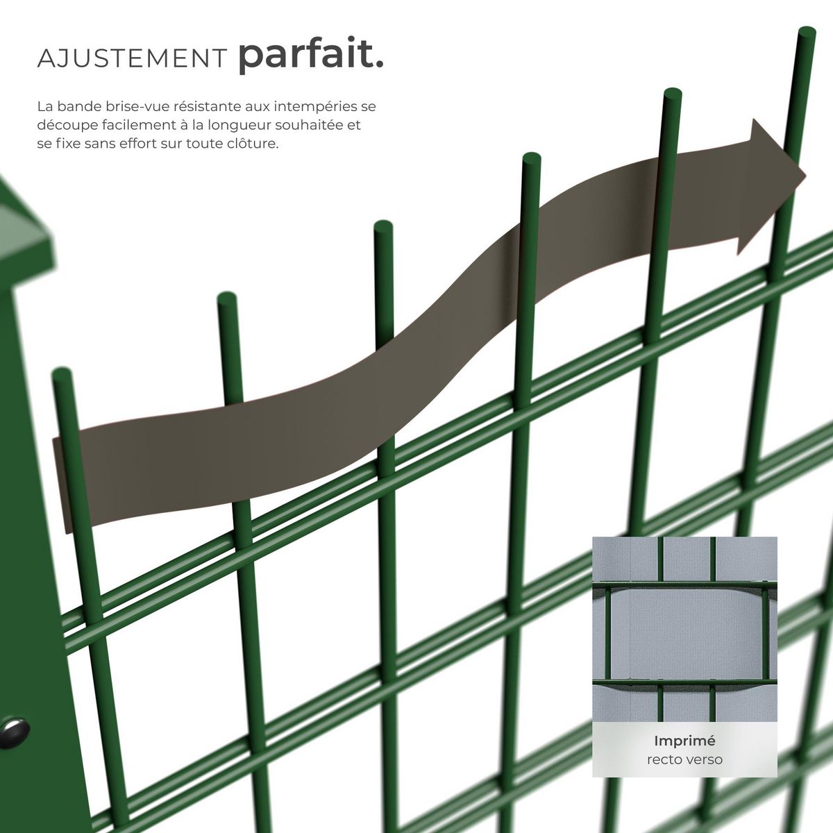 tectake Bandes brise-vue PVC pour clôtures à barreaux simples et doubles gris