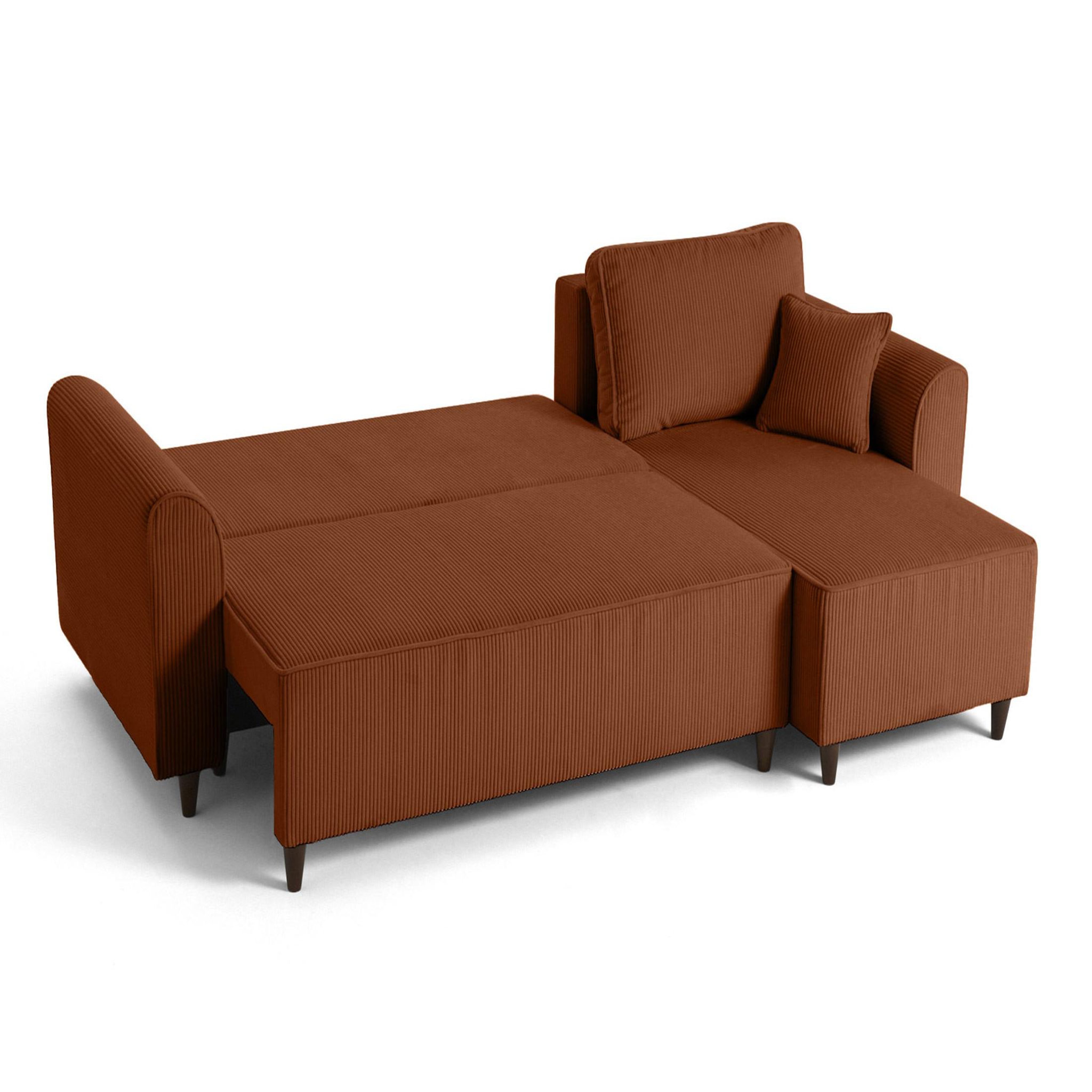 Voir la diapositive 3 : BEST MOBILIER Saphir - canapé d'angle réversible 4 places - convertible avec coffre - en velours côtelé