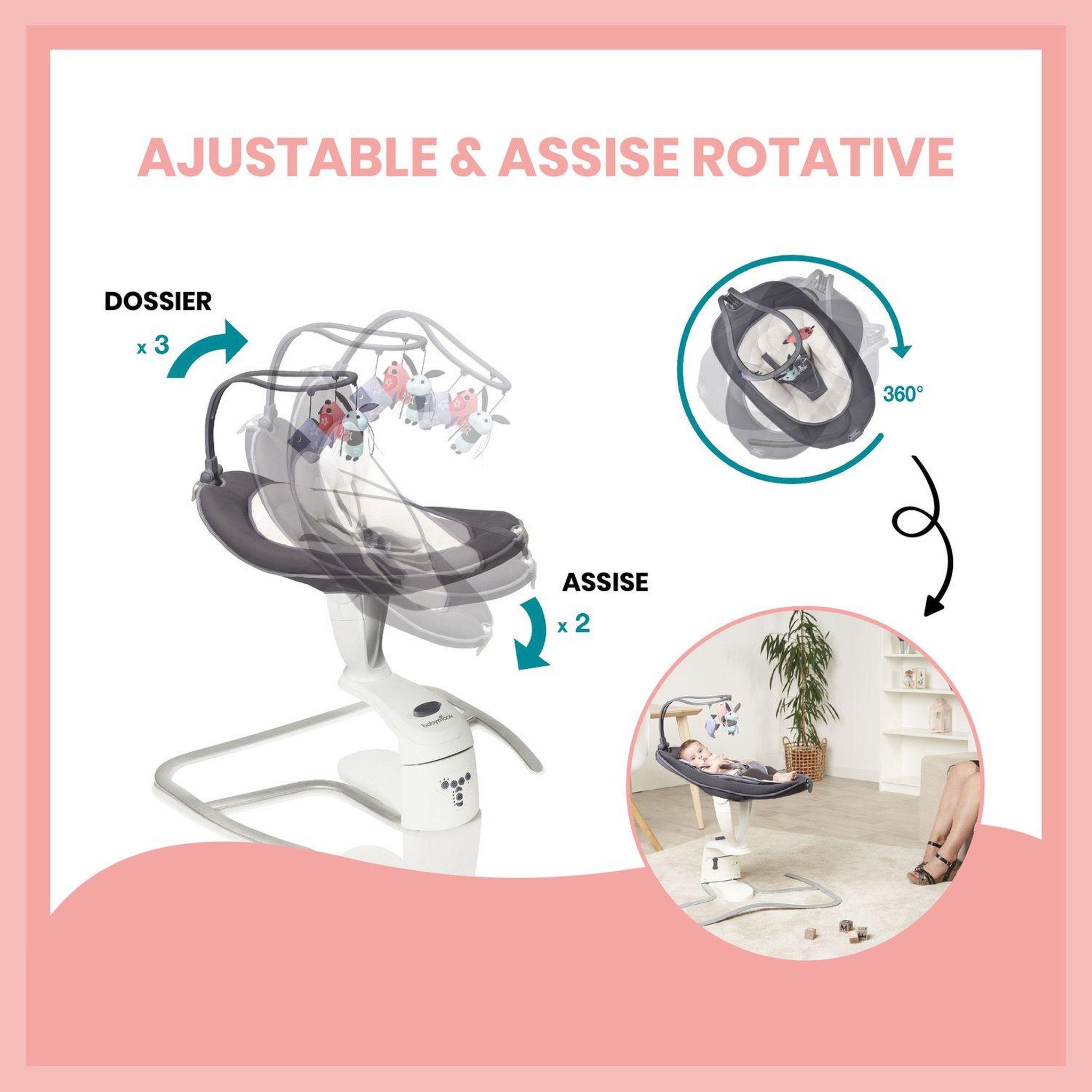 Voir la diapositive 4 : BABYMOOV Transat balancelle bébé Swoon Motion