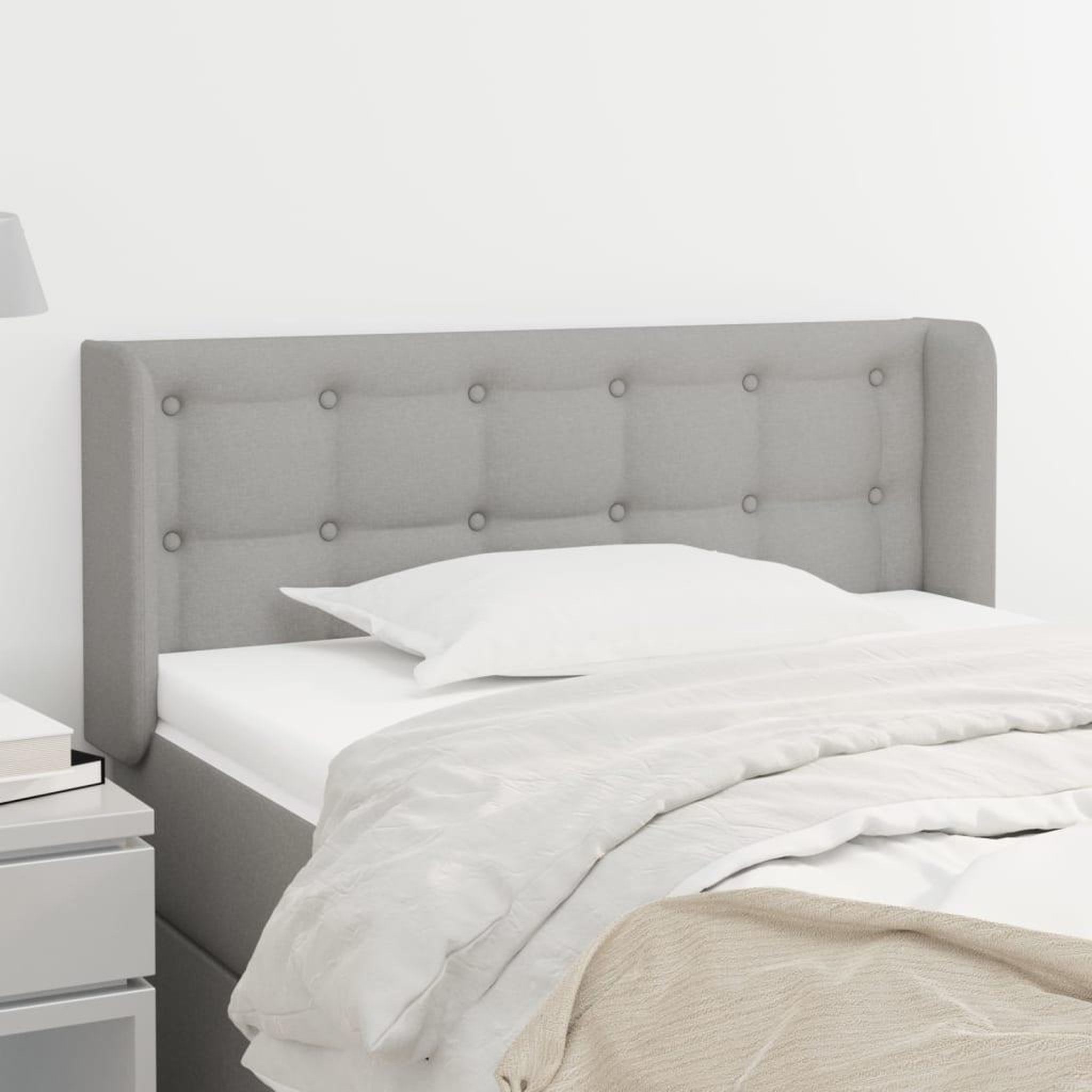Voir la diapositive 1 : VIDAXL Tete de lit avec oreilles Gris clair 93x16x78/88 cm Tissu