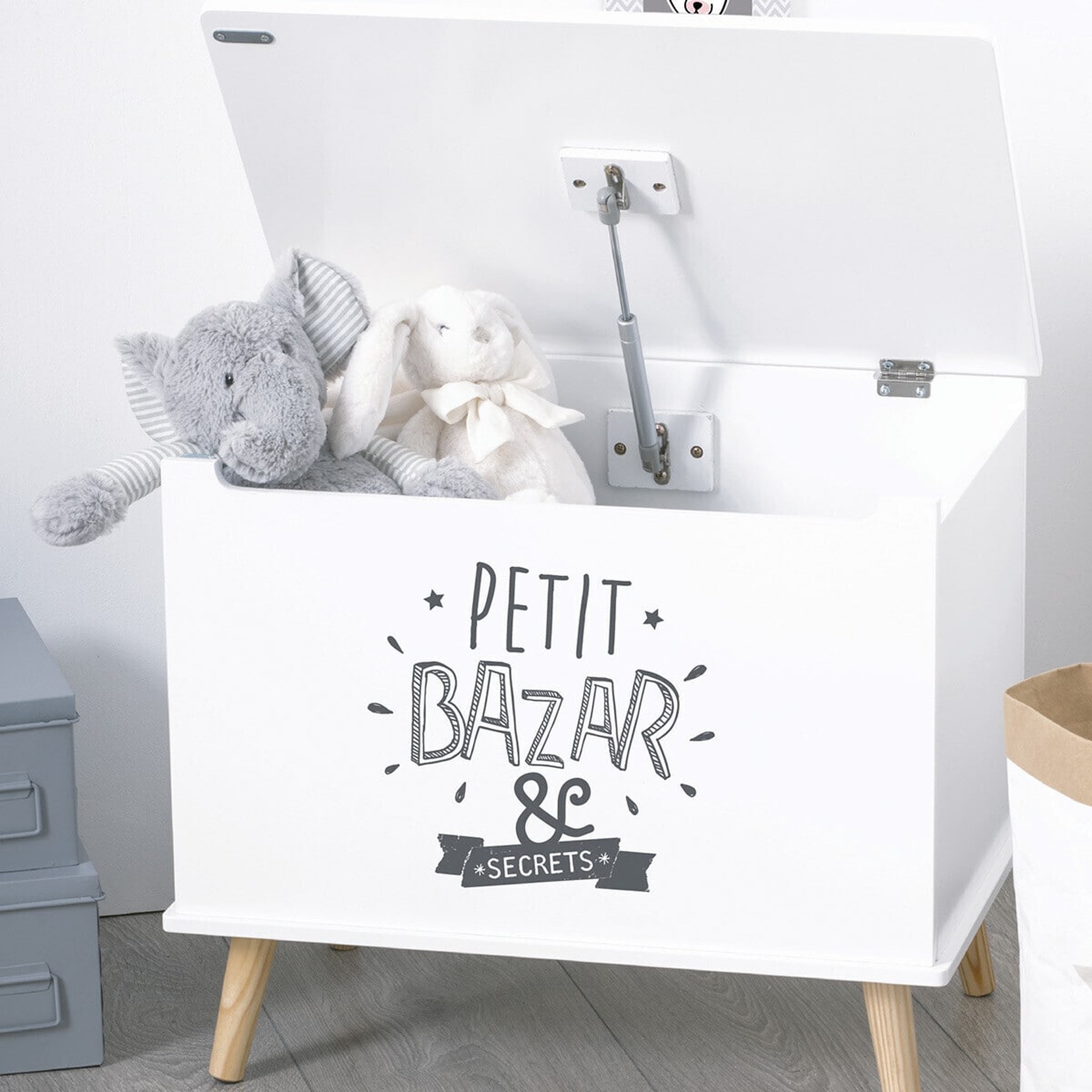 Voir la diapositive 2 : ATMOSPHERA Coffre de rangement enfant en bois JOE