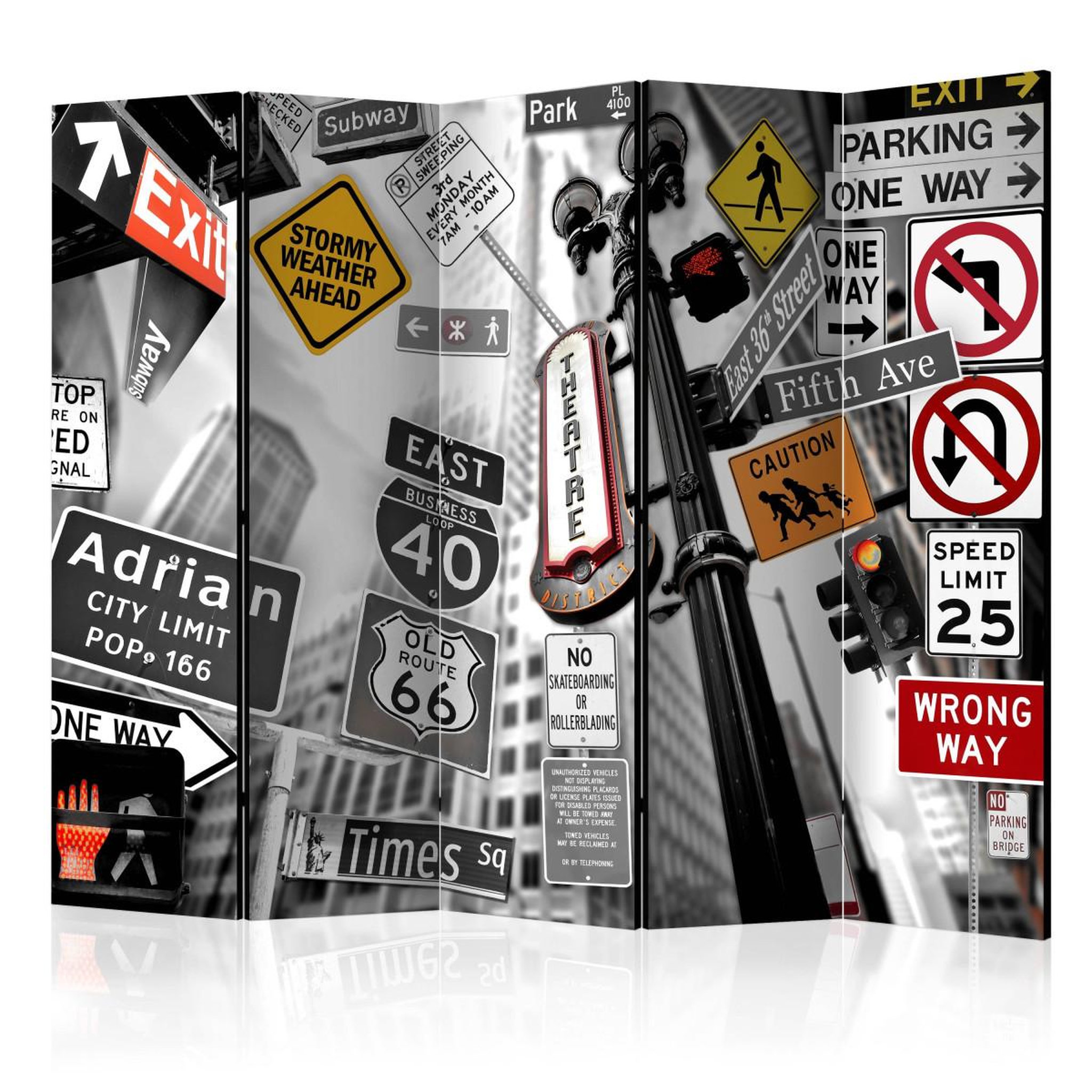 Voir la diapositive 1 : Paris Prix Paravent 5 volets  new york signs  172x225cm