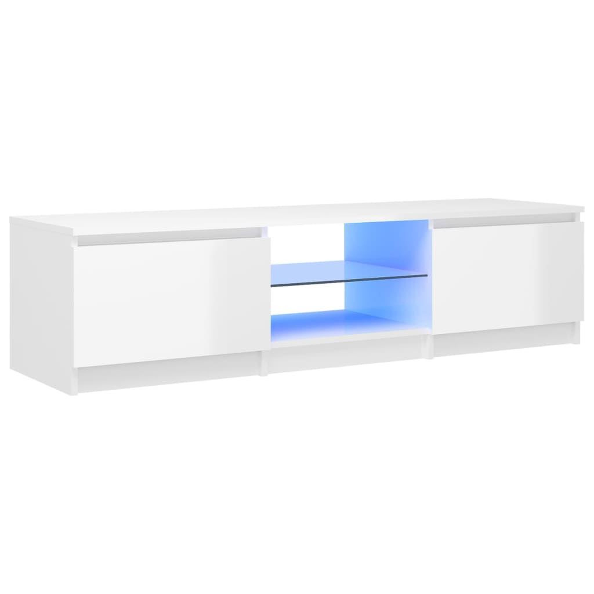 Voir la diapositive 2 : VIDAXL Meuble TV avec lumieres LED blanc brillant 140x40x35,5 cm