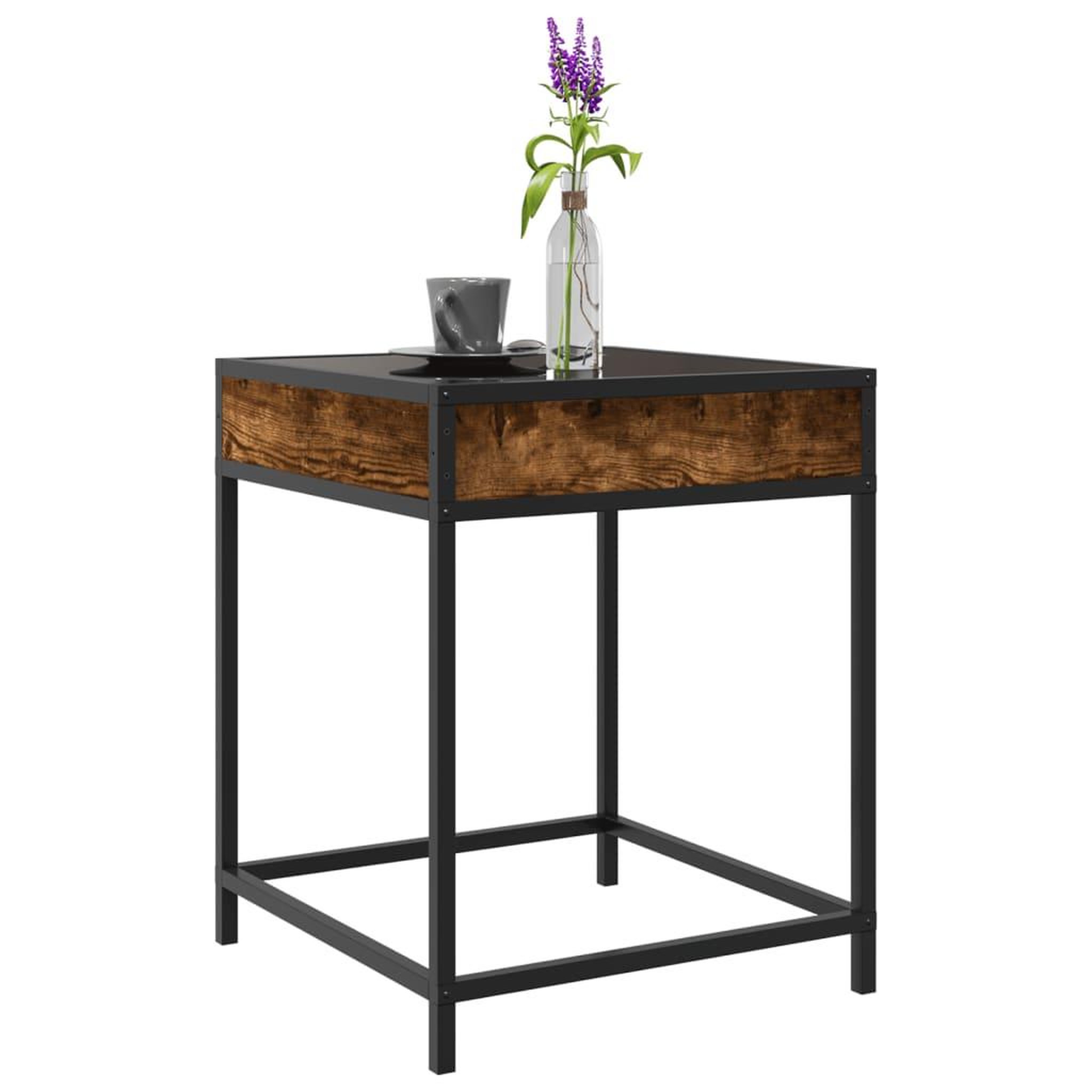 Voir la diapositive 5 : VIDAXL Table basse avec LED Infinity chene fume 40x40x51 cm