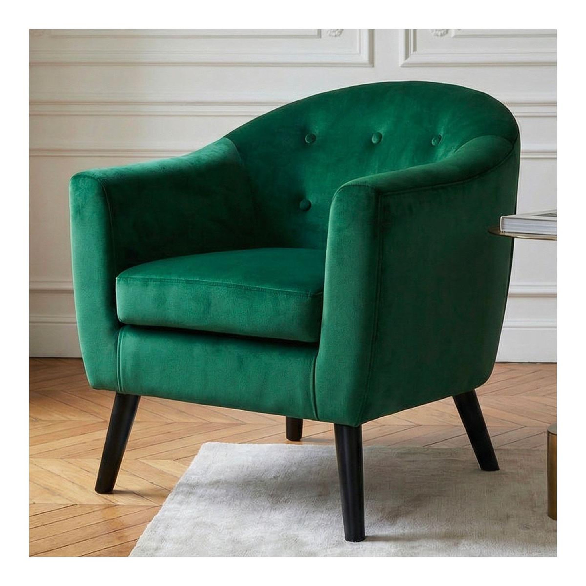 Voir la diapositive 5 : Paris Prix Fauteuil scandinave velours  lopy  79cm vert