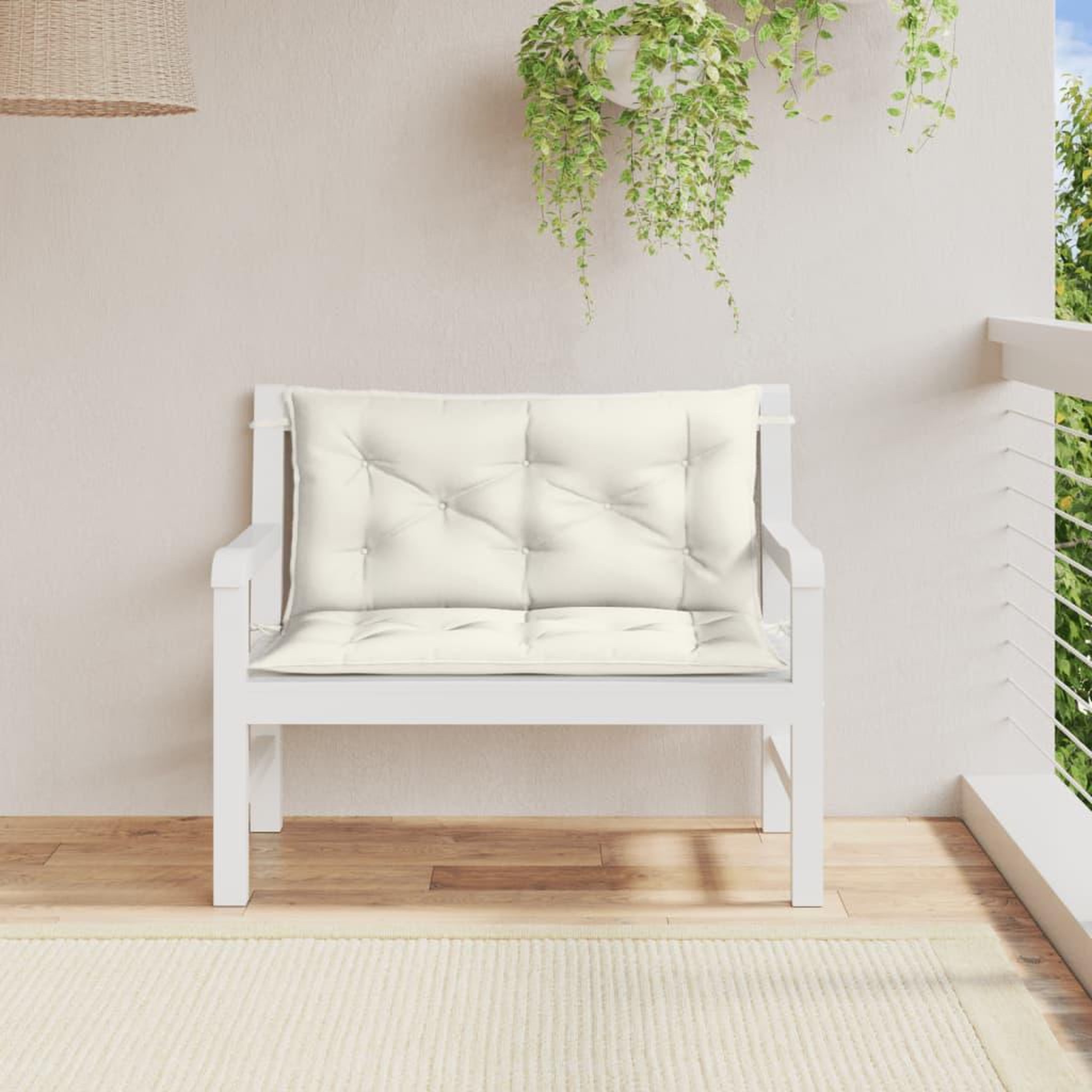 Voir la diapositive 3 : VIDAXL Coussins de banc de jardin lot de 2 creme melange tissu