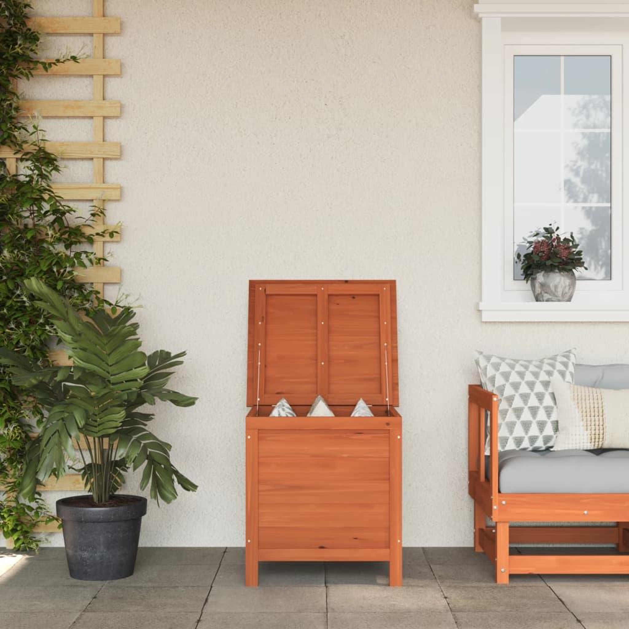 VIDAXL Boîte de rangement jardin marron 50x49x56,5cm bois massif sapin