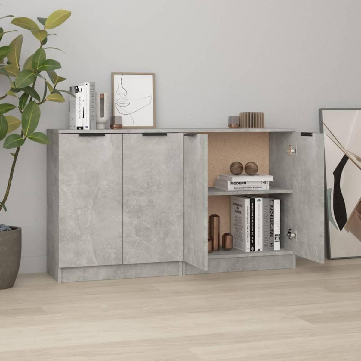 VIDAXL Buffets 2 pcs Gris beton 60x30x70 cm Bois d'ingenierie
