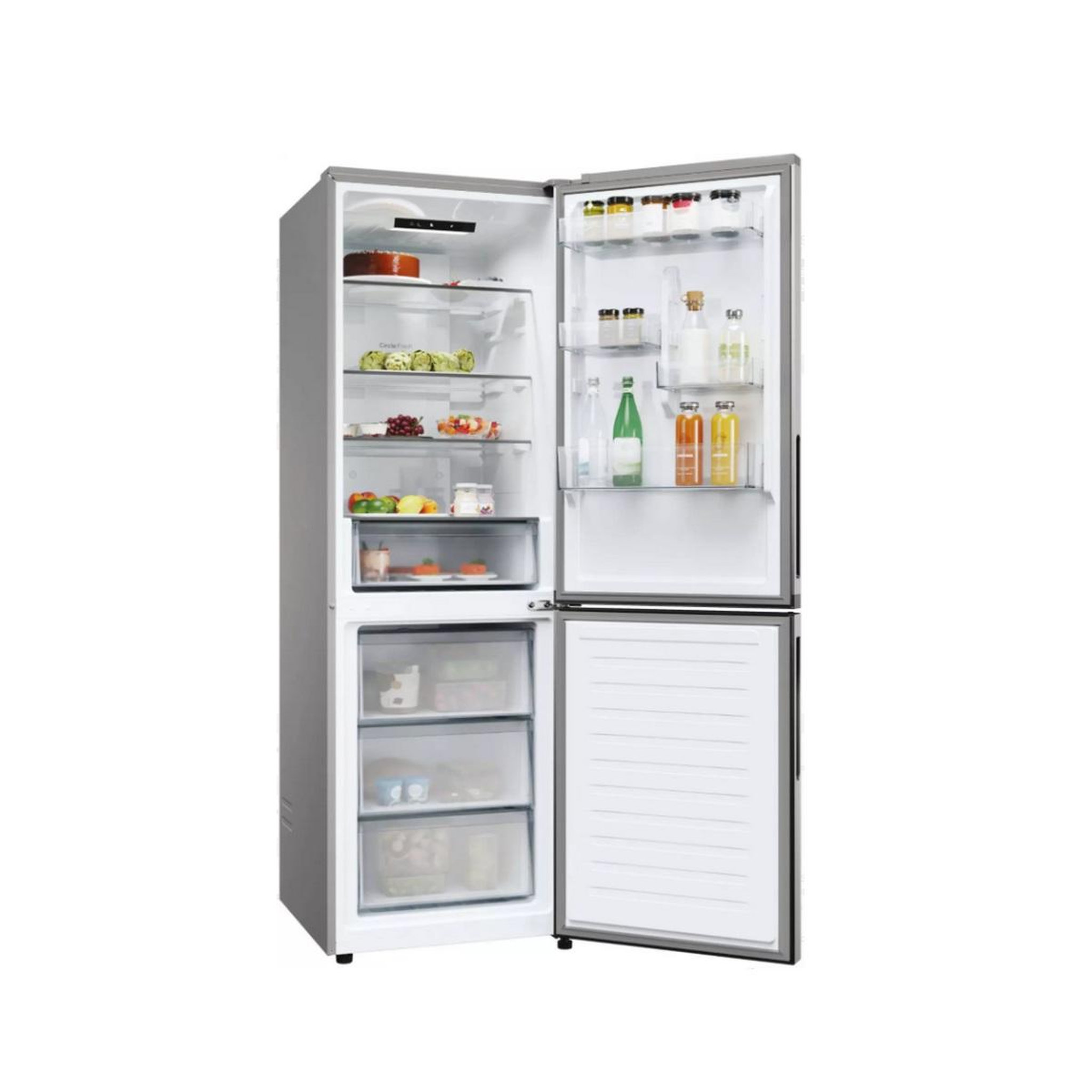Voir la diapositive 3 : Candy Réfrigérateur combiné 60cm 355l nofrost - cncq2t618ex