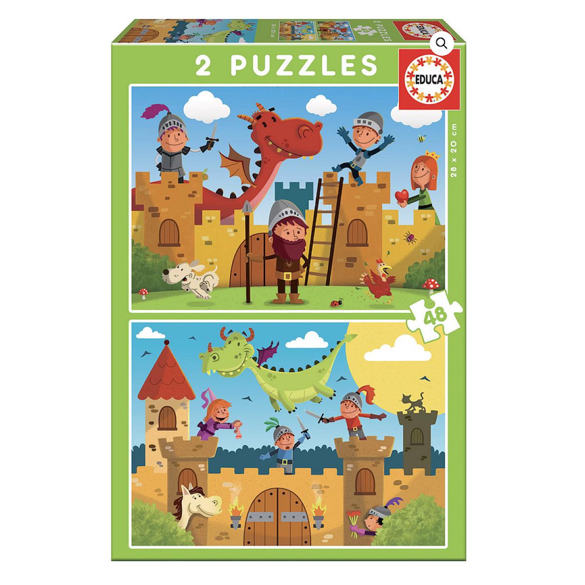 EDUCA 2 puzzles 48 pieces chevaliers et dragons