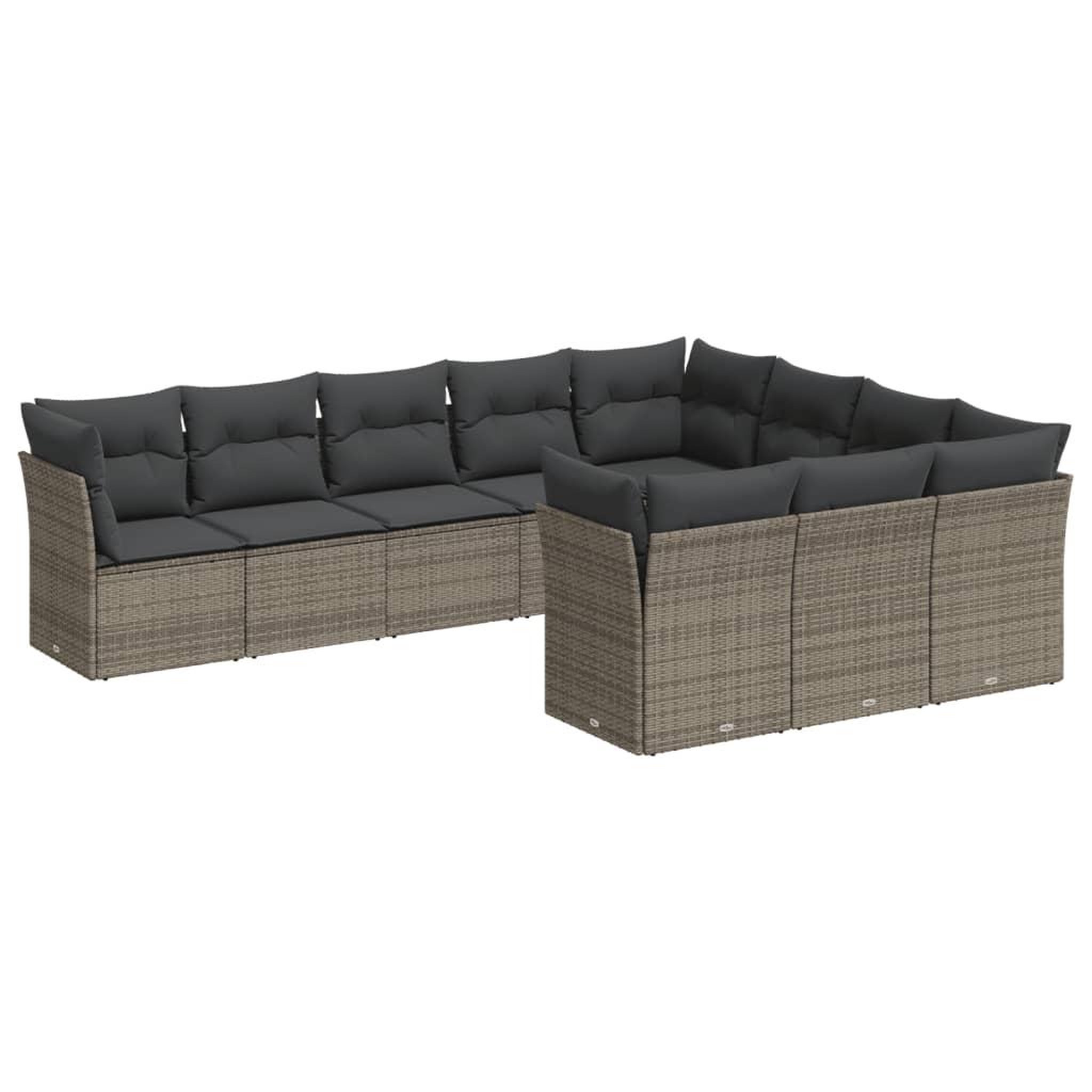 Voir la diapositive 2 : VIDAXL Salon de jardin avec coussins 10 pcs gris resine tressee