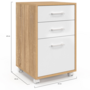 Voir la diapositive 5 : ID MARKET Caisson de bureau JON support imprimante 3 tiroirs blanc et bois