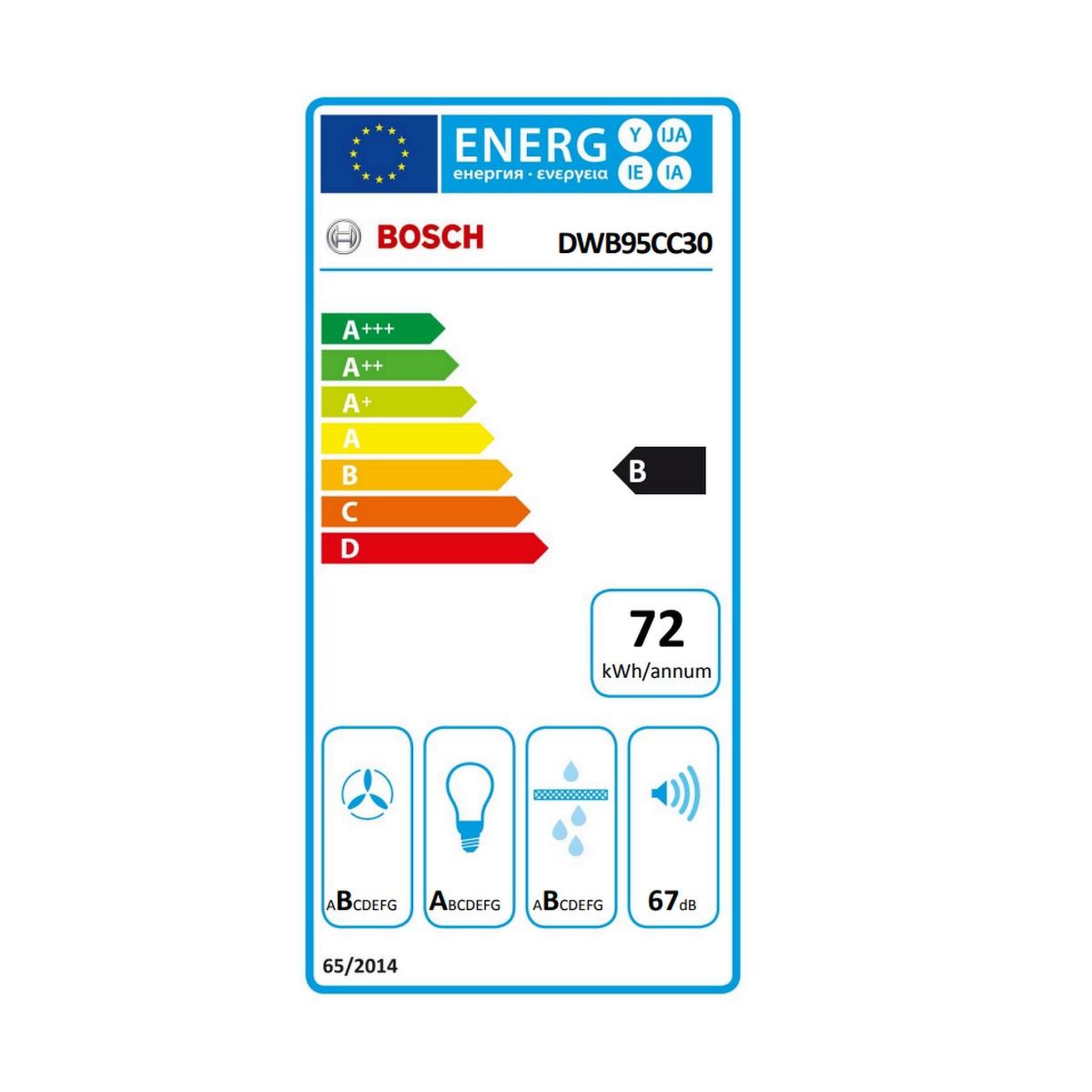 Voir la diapositive 2 : BOSCH Hotte décorative murale 90 cm 594m3/h inox - dwb95cc30