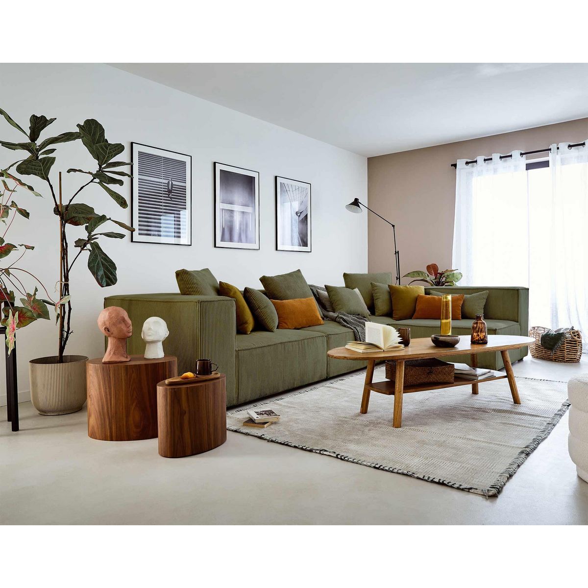 LISA DESIGN Colombine - canapé modulable d'angle droit - 6 places - en velours côtelé