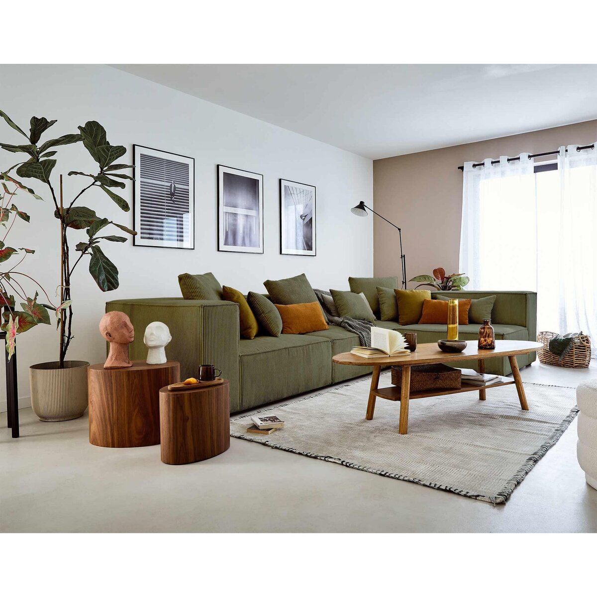 LISA DESIGN Colombine - canapé modulable d'angle droit - 6 places - en velours côtelé