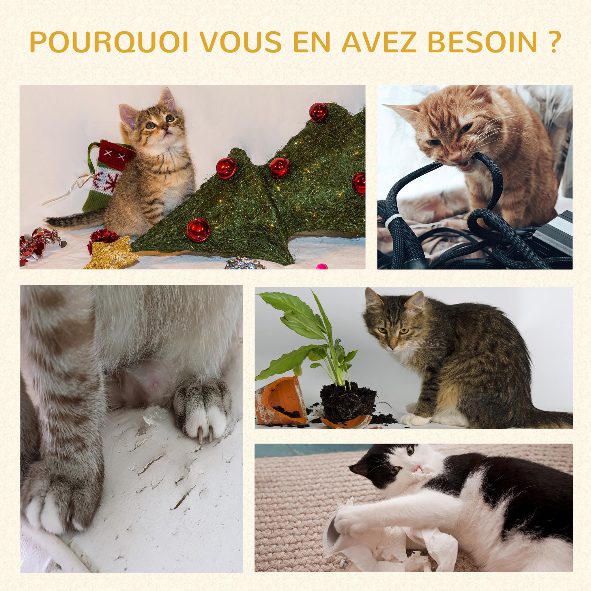 Voir la diapositive 6 : PAWHUT Arbre à chat 2 griffoirs sisal naturel niche plateforme panier observation jeu boules peluche gris