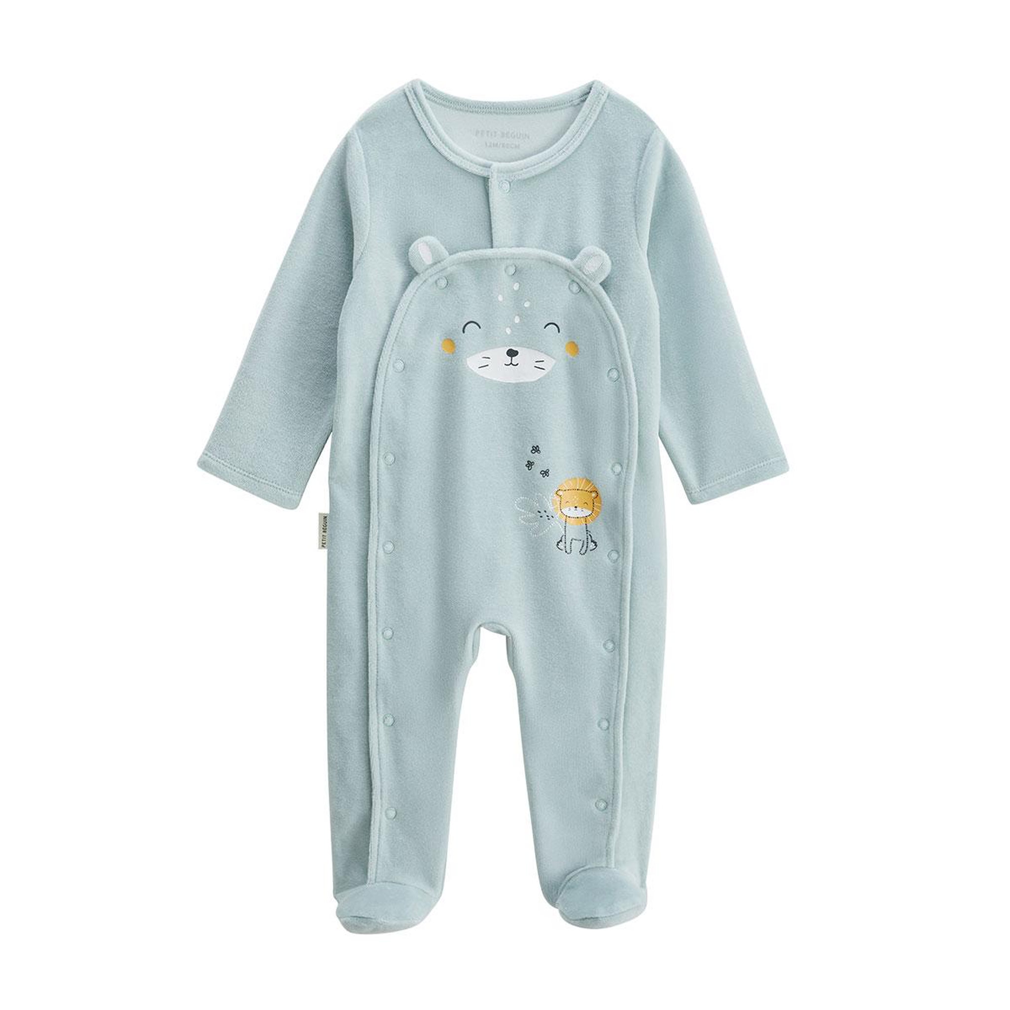 Voir la diapositive 1 : Petit Béguin Pyjama bébé en velours ouverture pont elio