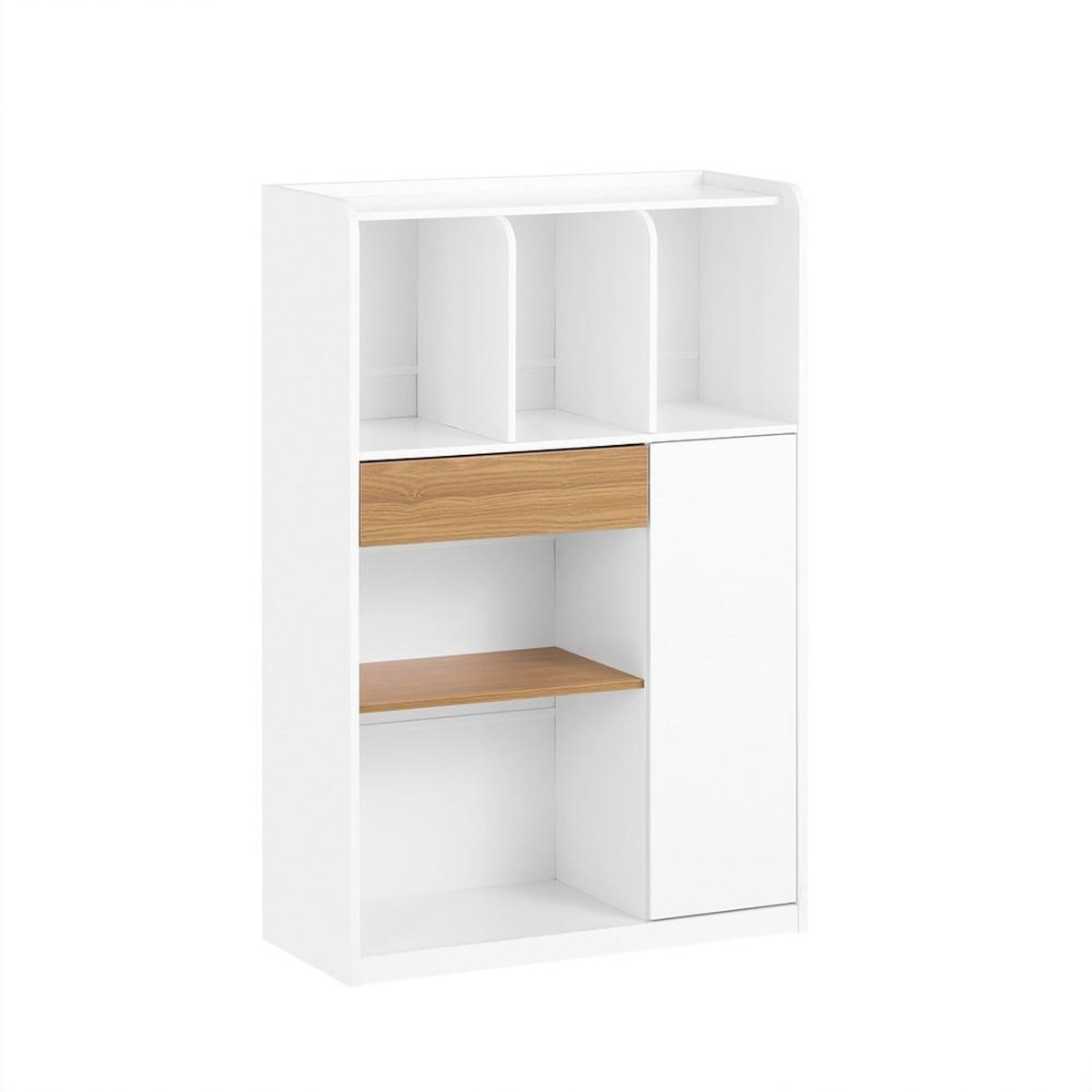 SOBUY SoBuy - Bibliothèque avec un tiroir - Blanc - 72x30x110cm - Nordique - STR11-NW