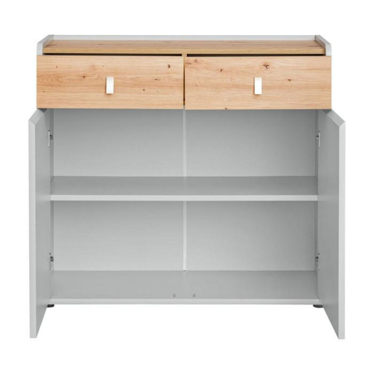 Paris Prix Buffet 2 Portes & 2 Tiroirs  Vivero  94cm Gris & Naturel