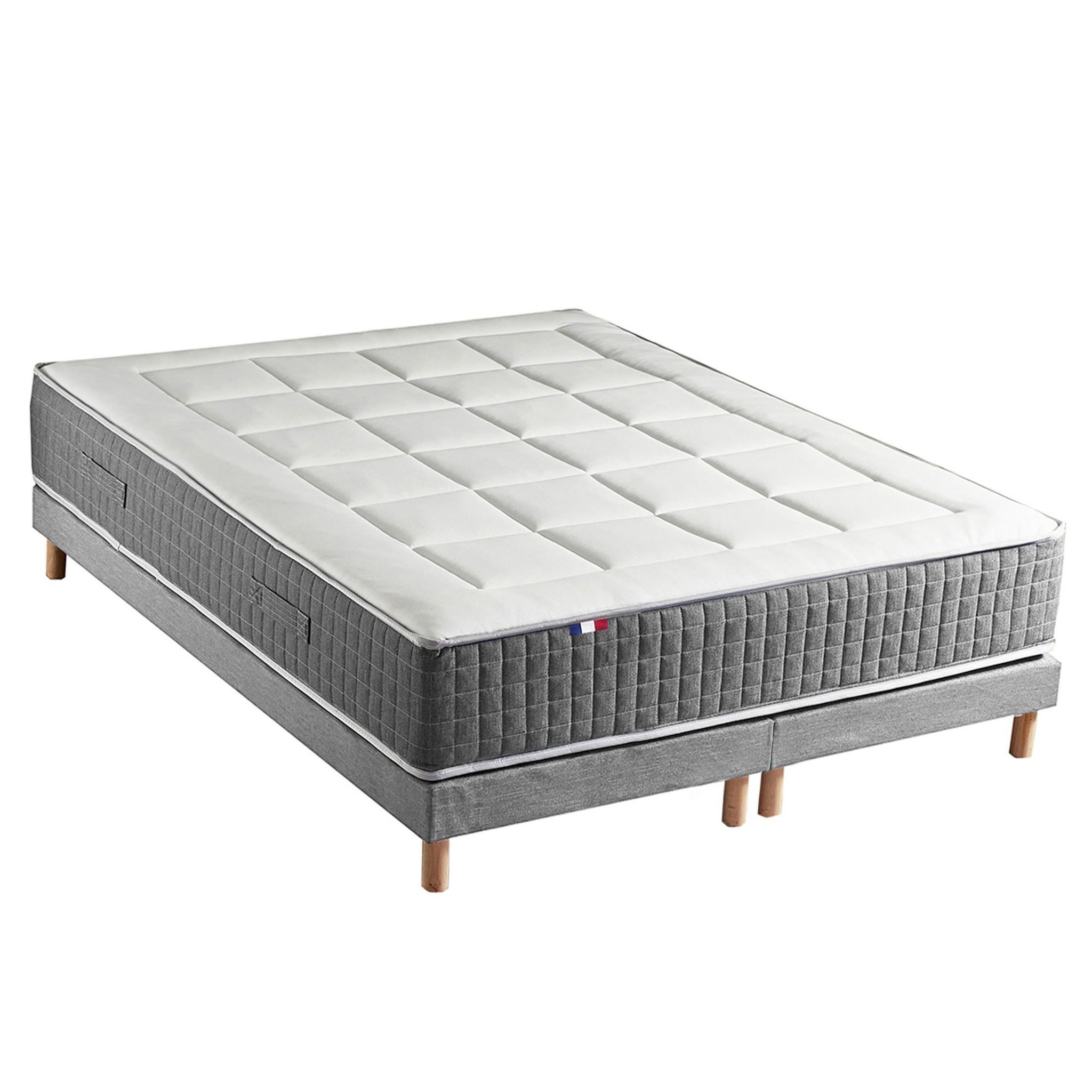 Voir la diapositive 2 : IDLITERIE Ensemble Matelas Ressort 7 zones H.28cm + Sommier Fabriqué en France MAX