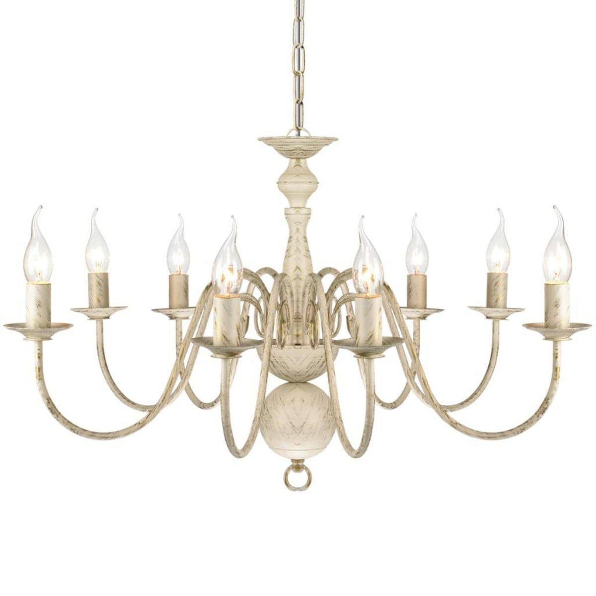 VIDAXL Lustre en metal blanc antique 8 x E14 ampoules