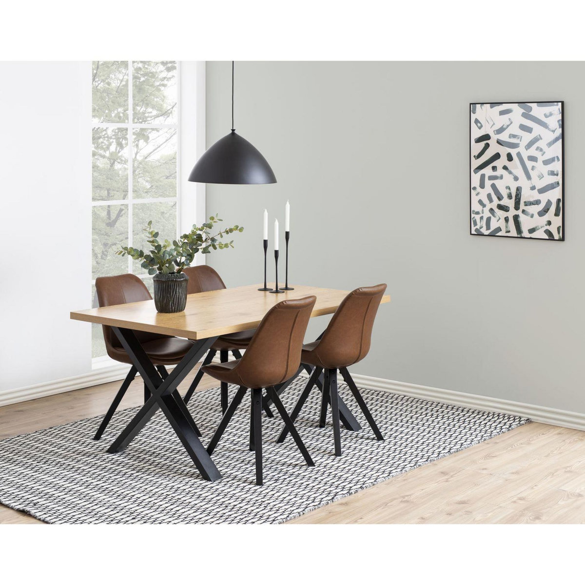 TOILINUX Lot de 2 Chaises de salle à manger Dona en tissu et bois d'Hévéa