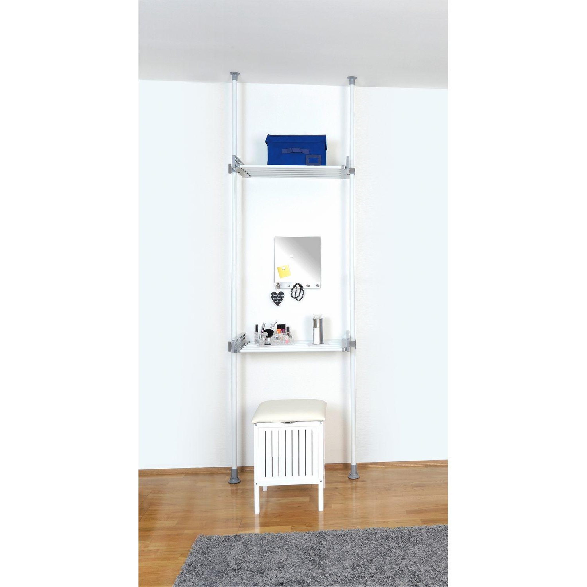 Voir la diapositive 3 : Wenko Etagère pour machine à laver et toilette - h. 165/300 cm - gris