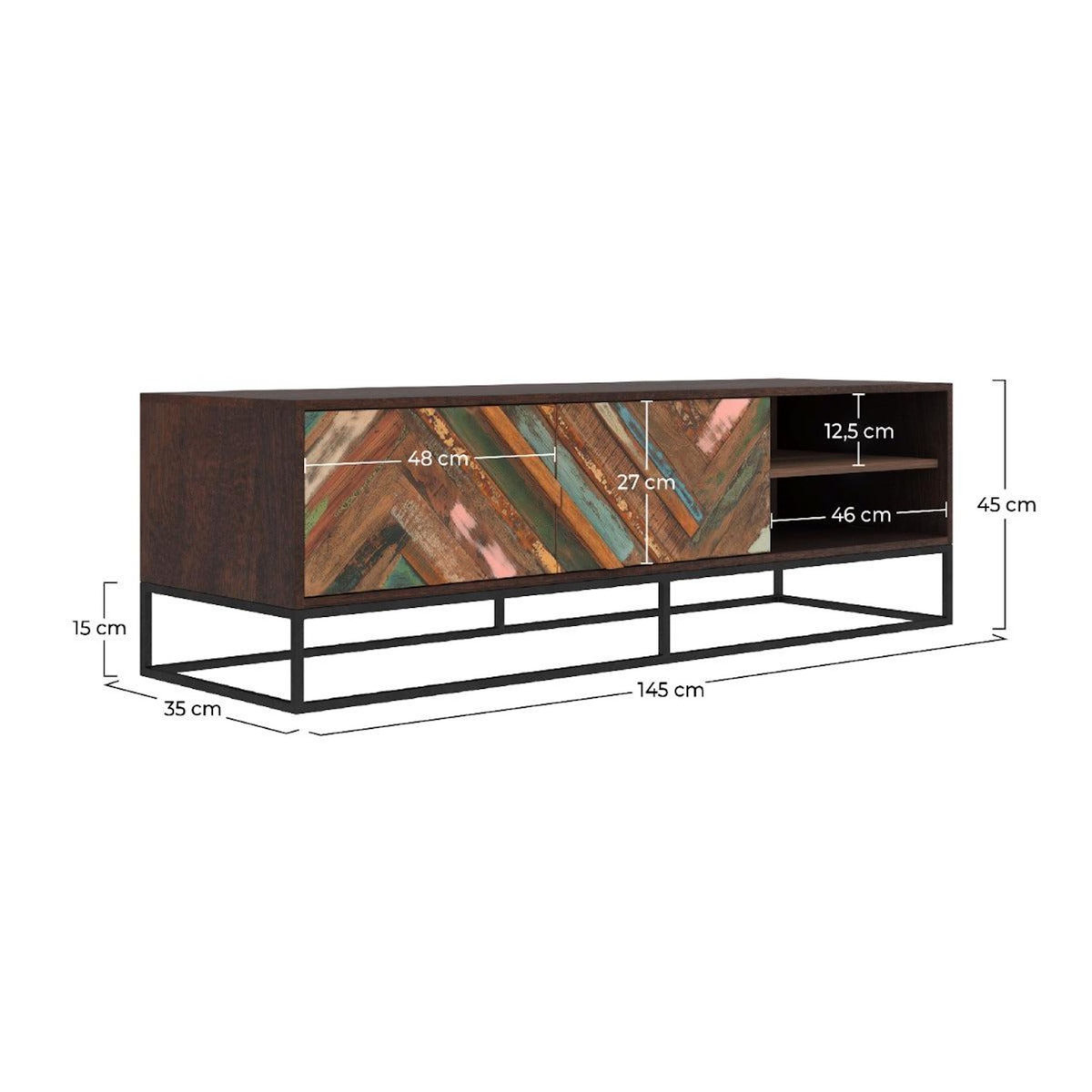 Rendez vous déco Meuble TV en bois d'acacia et bois recyclé 145 cm-Krabi