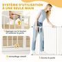 Voir la diapositive 6 : PAWHUT Barrière de sécurité pour chien extensible 74-100 cm, barrière d'escalier à fixation par pression sans percer, double verrouillage, fermeture automatique, hauteur 94 cm, blanc