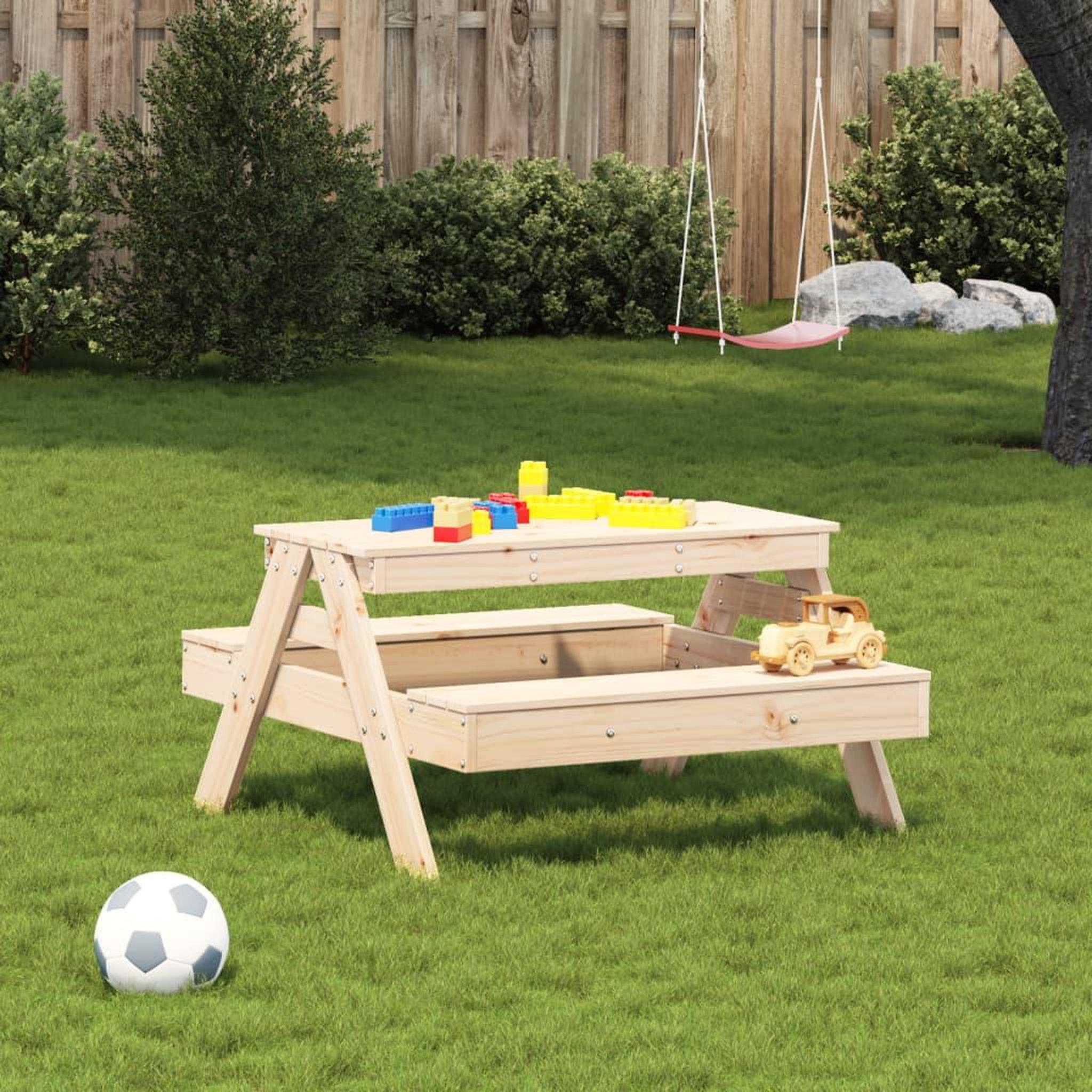 Voir la diapositive 3 : VIDAXL Table de pique-nique pour enfants 88x97x52cm bois massif de pin