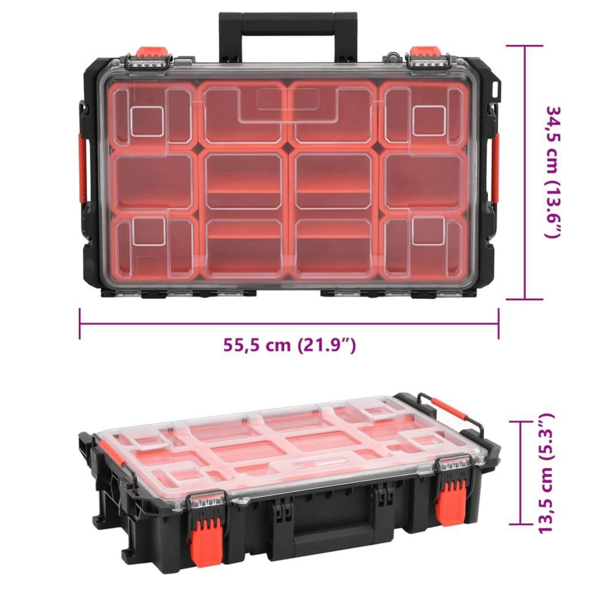 VIDAXL Mallette de transport portable noir 55,5x34,5x13,5 cm PP