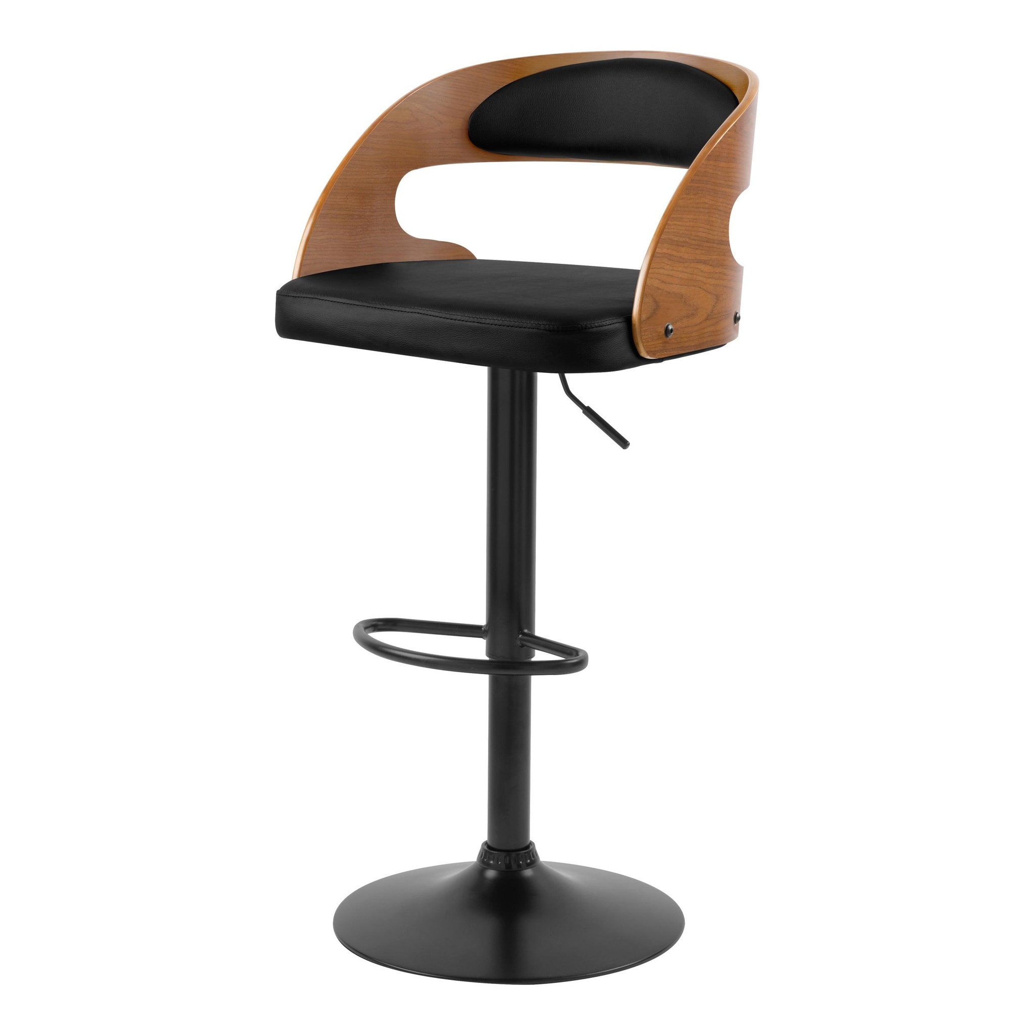 MAISON PAVANE Chaise de bar réglable 62/84 cm en cuir synthétique noir-louis