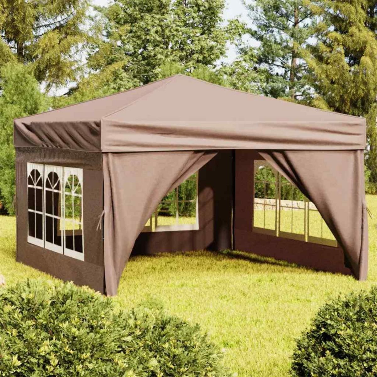VIDAXL Tente de reception pliable avec parois Taupe 3x3 m