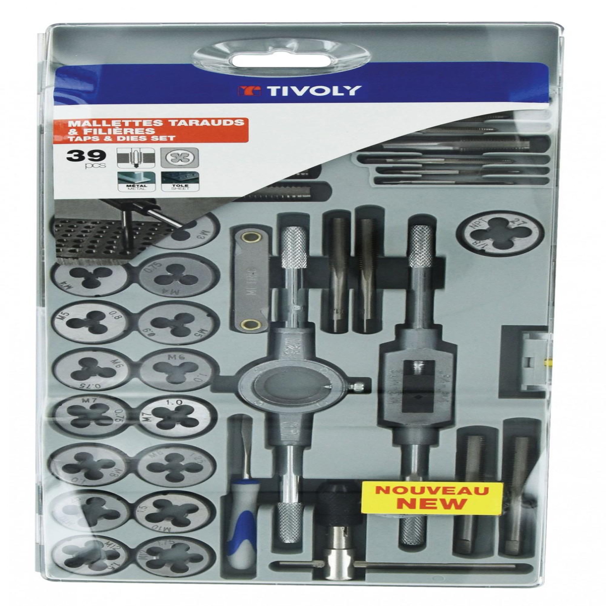 TIVOLY Coffret 39 tarauds et filières mtf39 métal TIVOLY