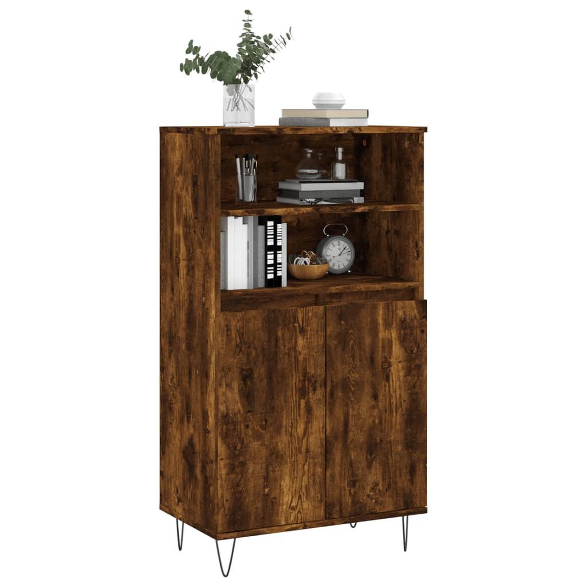 Voir la diapositive 3 : VIDAXL Buffet haut Chene fume 60x36x110 cm Bois d'ingenierie