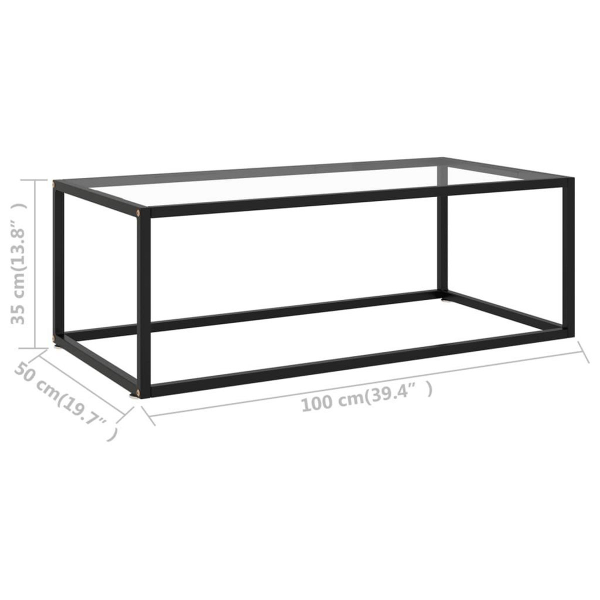 VIDAXL Table basse Noir avec verre trempe 100x50x35 cm