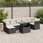 VIDAXL Salon de jardin 8 pcs avec coussins noir resine tressee