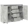 Voir la diapositive 5 : VIDAXL Buffet avec tiroirs gris beton 100,5x35x76 cm bois d'ingenierie