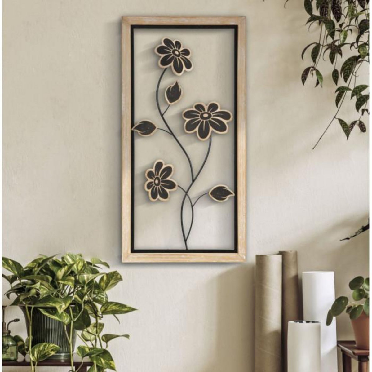 Paris Prix Décoration Murale Encadrée  Girysh  60cm Naturel & Noir