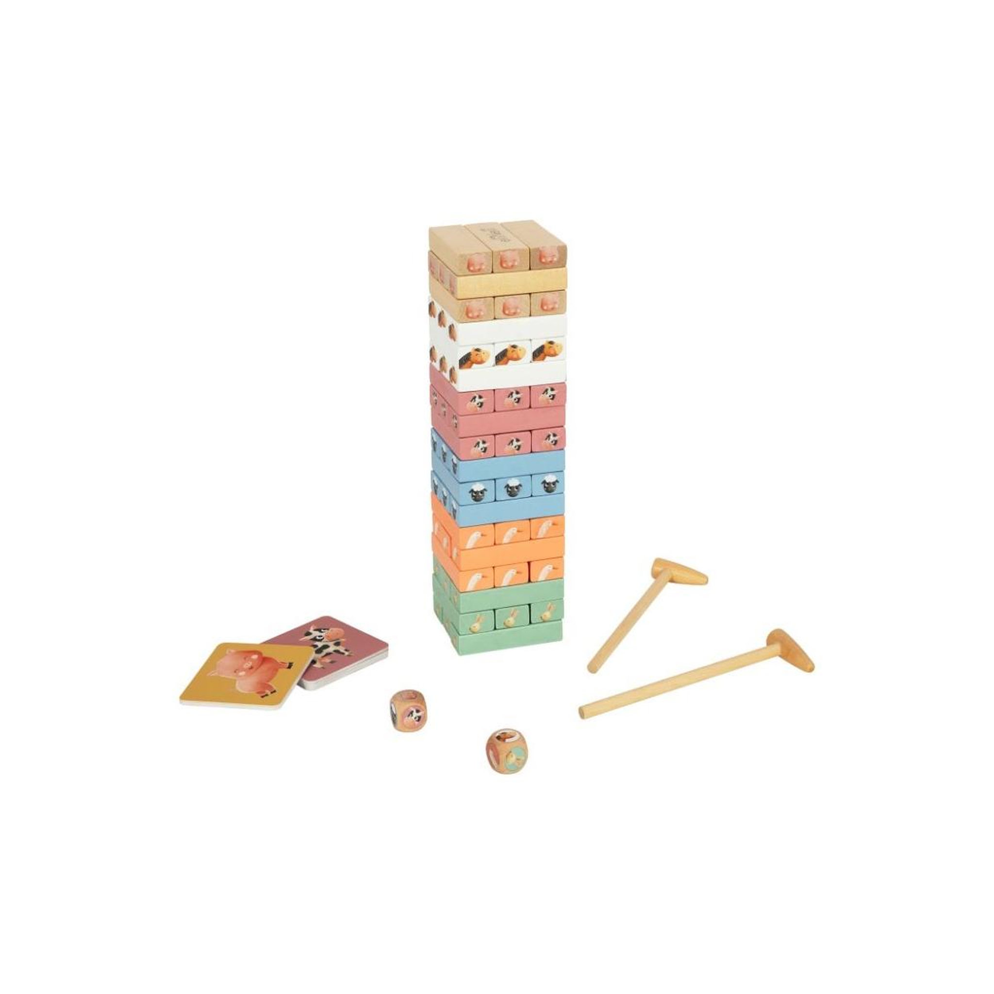 Voir la diapositive 3 : ELINELI Tour Jenga en bois animaux
