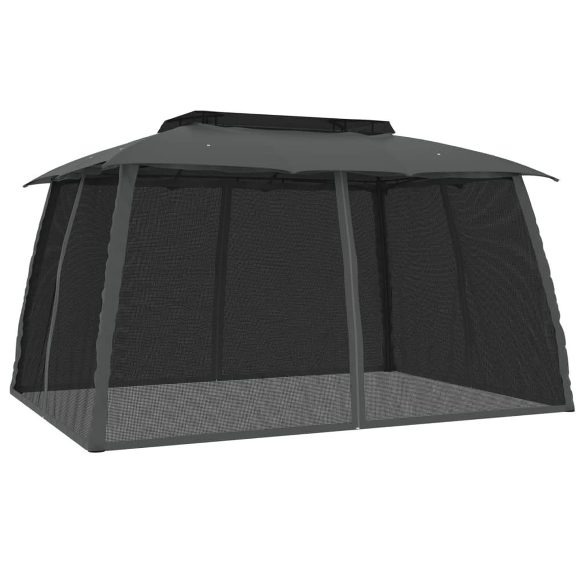 Voir la diapositive 2 : VIDAXL Tonnelle avec double toit et parois en filet anthracite acier