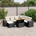 VIDAXL Salon de jardin 8 pcs avec coussins noir resine tressee