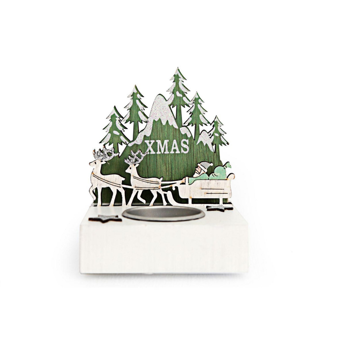 HEART OF THE HOME Photophore de Noël Forest Tradi - 1 Bougie - Vert