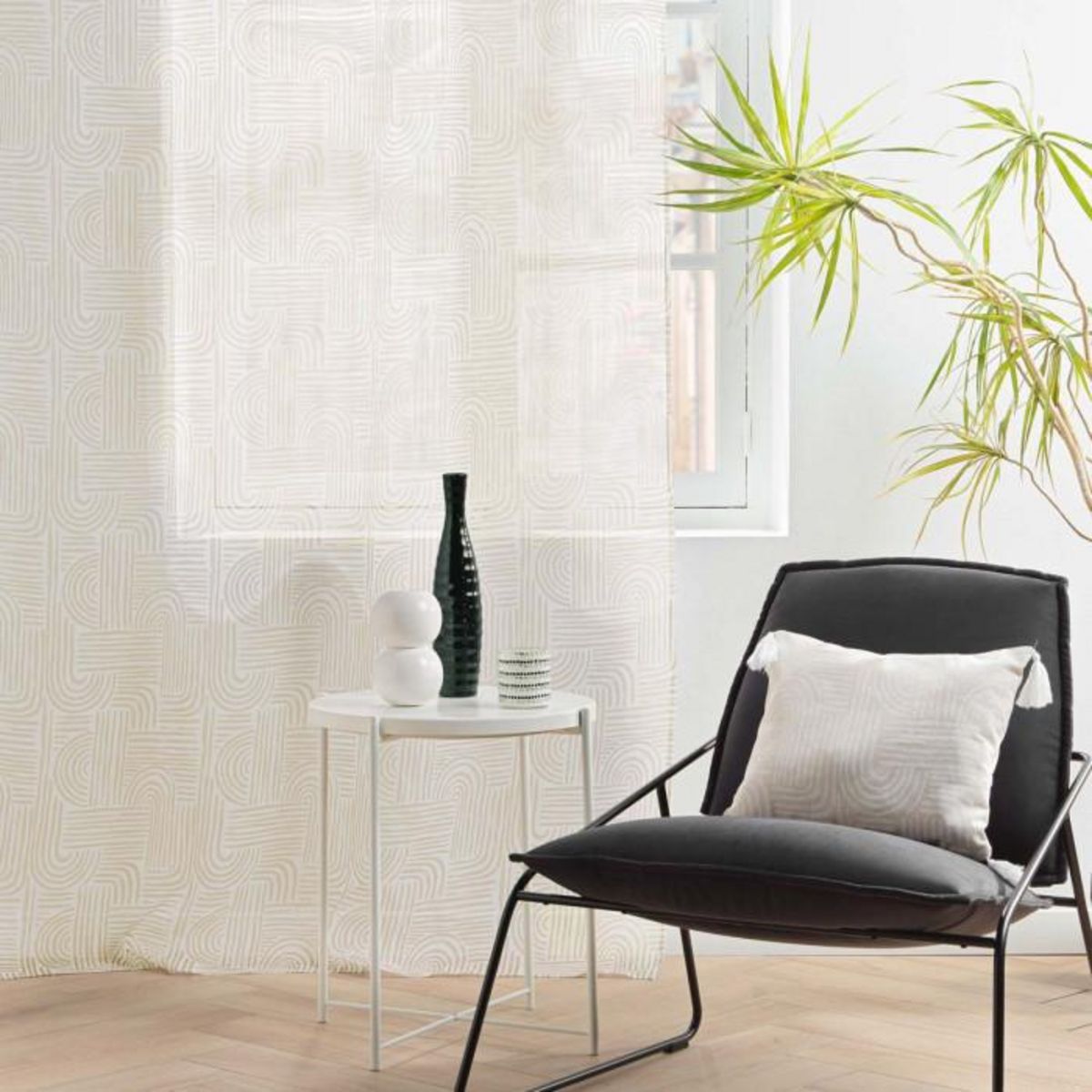 Paris Prix Rideau Voilage à Œillets Imprimé  Pandore  140x240cm Blanc