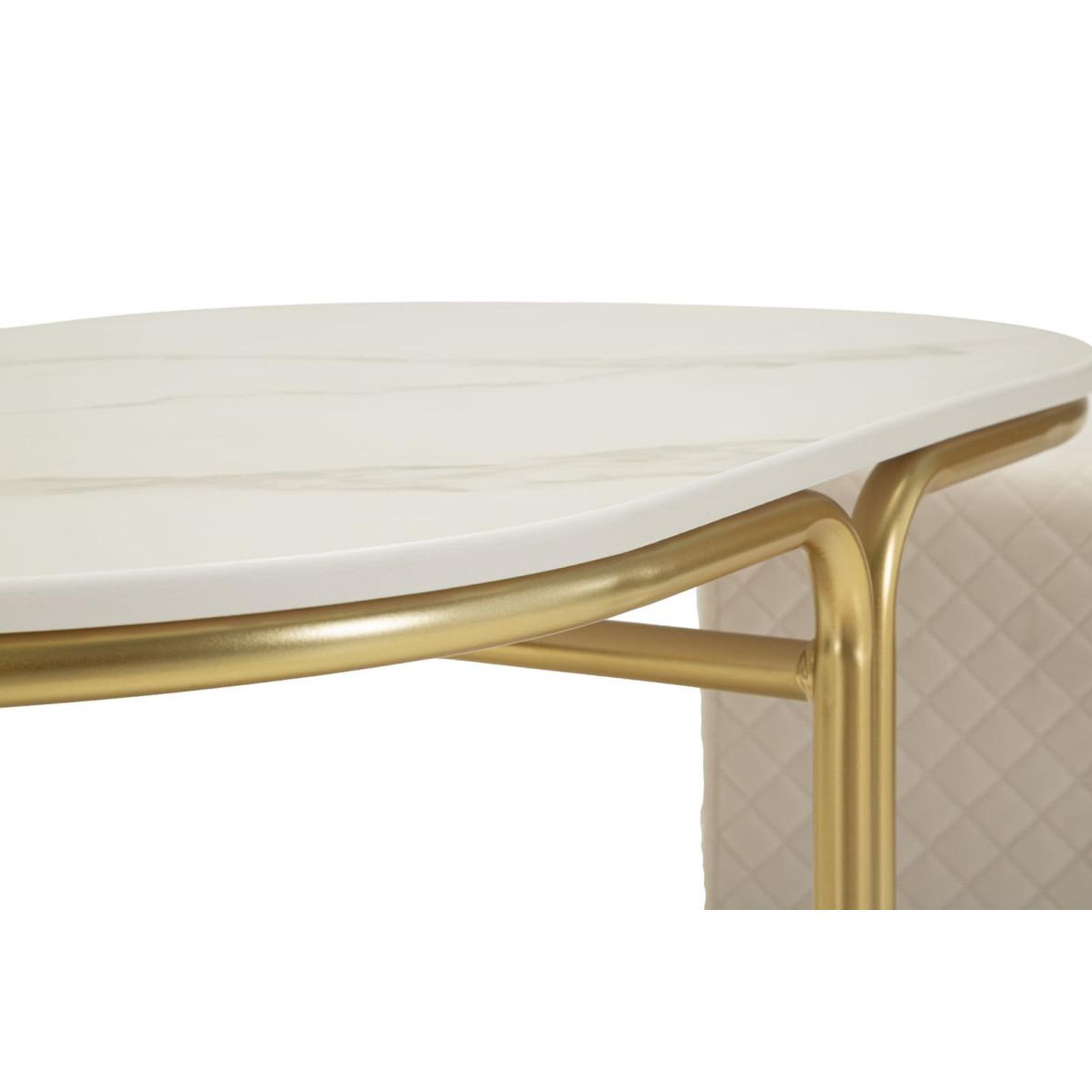 Voir la diapositive 6 : Paris Prix Table basse avec 2 poufs  relax  79cm blanc & or